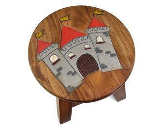 Stolička dřevěná dekor hrad