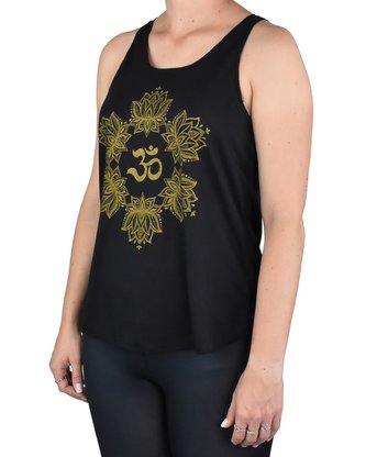 Dámské tílko YOGEE, černé, zlatý ÓM