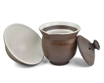 Keramický Gaiwan s miskou hnědý menší cca 0,2 l