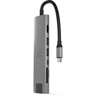 iWant Type-C Hub 7v1 Multimedia, vesmírně šedý