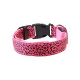 LED Obojek pro psa vzor Leopard /Růžová XL