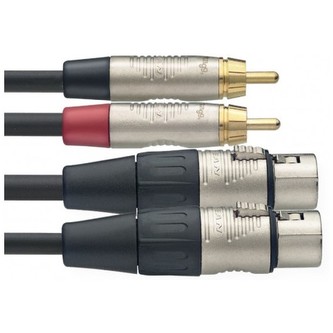 Stagg NTC3CMXFR, kabel 2x RCA samec - 2x XLR samice, 3m