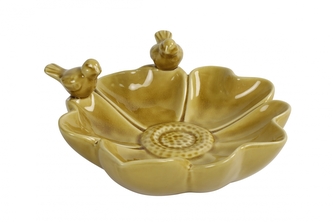 Keramické pítko pro ptáky Mala S žluté 26x25x10,5