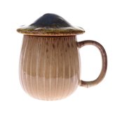 Keramický hrnek s víčkem - houba, 550ml, modrý, 1/16
