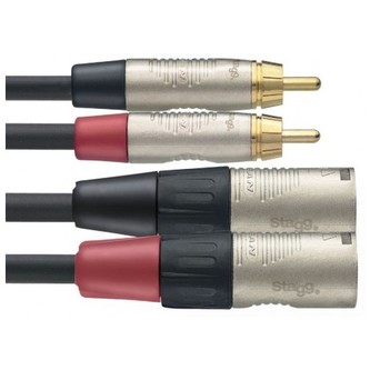 Stagg NTC3CMXMR, propojovací kabel 2x Cinch zástrčka - 2x XLR zástrčka