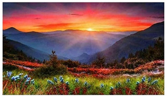 Diamentowa mozaika 40x80 - Zachód w górach