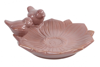 Keramické pítko pro ptáky Fleuri L rosa 27x26x10 cm