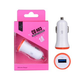 Nabíječka do auta PLUS CU403 s USB výstupem 1A - růžová