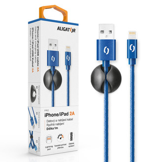 Datový kabel ALIGATOR PREMIUM 2A, Lightning modrý