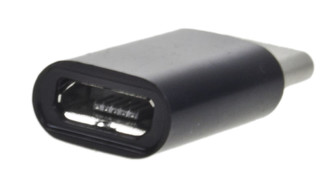 Adaptér microUSB - microUSB typ C černý pro nabíječky a datové kabely