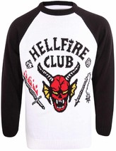 Pánský svetr Stranger Things: Hellfire Club (XL) bílý akryl