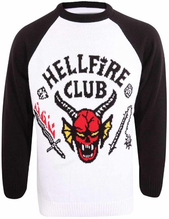 Pánský svetr Stranger Things: Hellfire Club (XL) bílý akryl