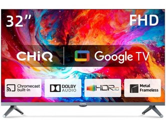 CHiQ L32M8TG TV 32", FHD, smart, Google TV, dbx-tv, Dolby Audio, Frameless, stříbrná