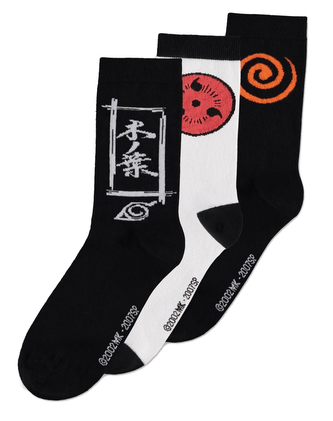 Pánské ponožky Naruto Shippuden: Sasuke symbol set 3 párů (EU 43-46)