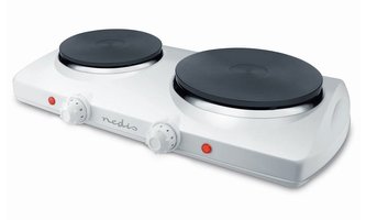 NEDIS elektrický vařič/ 2 plotýnky/ výkon 2300 W/ ochrana proti přehřátí/ bílý