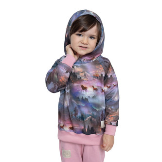Dětská mikina s kapucí Horses; Barva: růžová; Velikost: 128 - 134