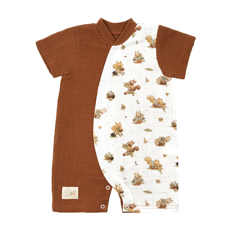 Letní overal pro miminko Veverka BIO mušelín; Barva: rezavá; Velikost: 62