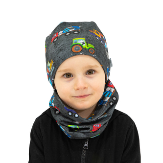 Jarní chlapecká čepice Stavba; Barva: šedá; Velikost: 42