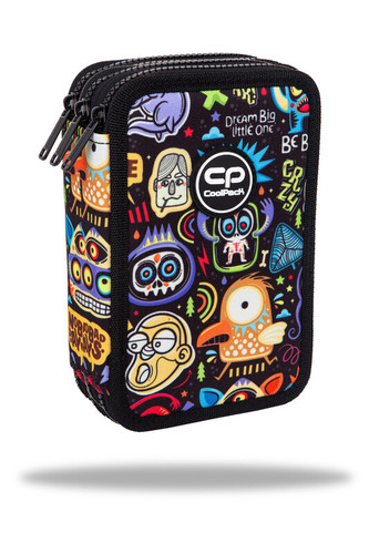 PATIO - Peračník 3 zipsy Jumper Scary Stickers - vybavený PATIO - Peračník 3 zipsy Jumper Scary Stickers - vybavený