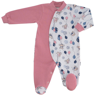 Kojenecký overal Myšky růžový; Barva: růžová; Velikost: 68