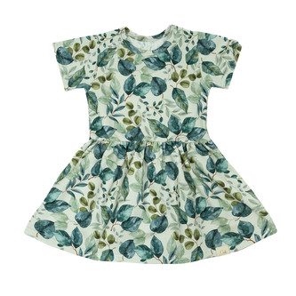 Dívčí šaty Leaves; Barva: olivová; Velikost: 98