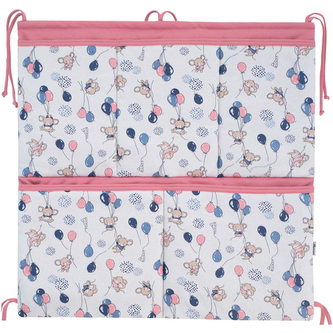 Kapsář na postýlku Myšky; Barva: modrá; Velikost: 53 x 53 cm