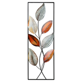 Nástěnná kovová dekorace  - listy v rámečku.