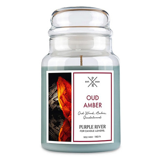 Svíčka ve skleněné dóze Purple River, Oud a ambra, 623 g Svíčka ve skleněné dóze Purple River, Oud a ambra, 623 g