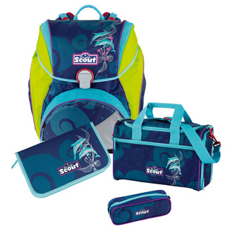 Školní set Scout, 4-dílný - Alpha, delfíni