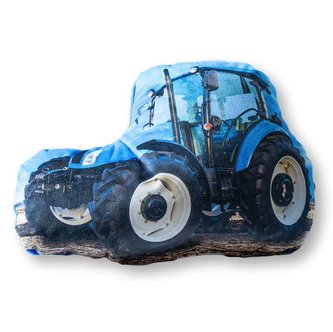 DETEXPOL Tvarovaný mikroplyšový polštářek Traktor modrý Polyester, 34x24 cm