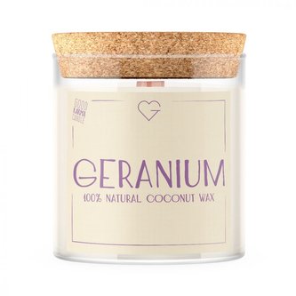 Svíčka s dřevěným praskajícím knotem – Geranium 280 g