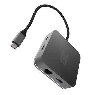 Green Cell - adaptér, převodník, USB-C HUB 6v1 (USB 3.0 HDMI Ethernet USB-C)