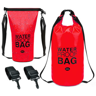 30L voděodolný pytel Vodotěsný vak Taška na kajaky na plachty PVC pro sporty Červená