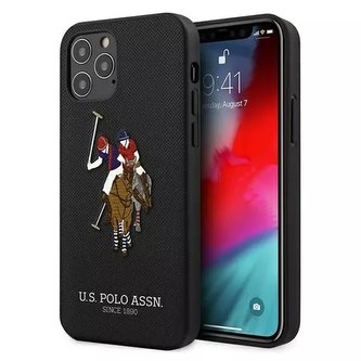 Pouzdro US Polo USHCP12LPUGFLBK na telefon Apple iPhone 12 Pro Max black/black Polo Embroidery Collection Pouzdro US Polo USHCP12LPUGFLBK na telefon Apple iPhone 12 Pro Max black/black Polo Embroidery Collection
