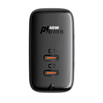 Síťová nabíječka Acefast A9, 2x USB-C, PD 40W (czarna)