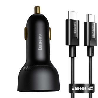 Baseus Superme USB nabíječka do auta, USB-C, 100W USB-C kabel (černý)