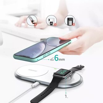 Choetech 2v1 Qi bezdrátová nabíječka pro chytré telefony / Apple Watch se stojánkem (MFI) USB Typ C bílá (T317)