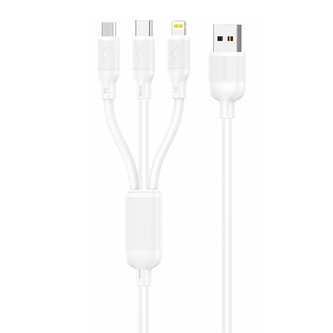 Foneng X80 3v1 kabel USB-C / Lightning / Micro USB, 100 W, 1,2 m (bílý)
