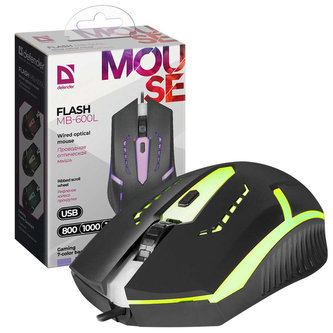 Počítačová herní myš DEFENDER FLASH MB-600L OPTIC LED podsvícená 7 barev
