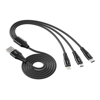 USB kabel Vipfan X16 3w1 USB-C/Lightning/Micro 66W 3,5A (černý)