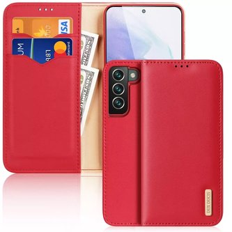 Dux Ducis Hivo Leather Flip Cover Originální kožená peněženka na karty a dokumenty Samsung Galaxy S22 (S22 Plus) červená