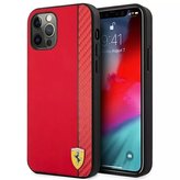 Ferrari iPhone 12/12 Pro 6,1" pouzdro červené/červené pevné pouzdro On Track Carbon Stripe