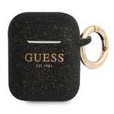 Silikonové třpytivé pouzdro Guess Est - pouzdro na Airpods (černé)