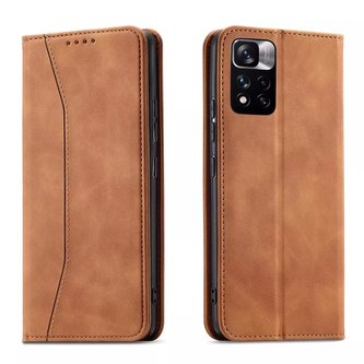 Magnet Fancy Case Case pro Xiaomi Redmi Note 11 Pro Cover Card Wallet Card Holder Brown