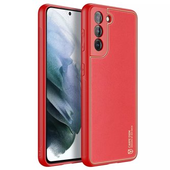 Dux Ducis Yolo elegantní kryt z ekologické kůže pro Samsung Galaxy S21 FE červený
