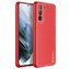 Dux Ducis Yolo elegantní kryt z ekologické kůže pro Samsung Galaxy S21 FE červený