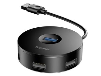 Baseus Round Box HUB Adaptér USB na 4x USB 1x micro Czarny