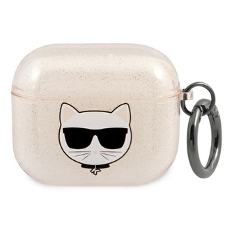 Karl Lagerfeld Choupette Head Glitter - pouzdro na AirPods 3 (zlaté)
