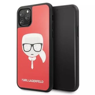Karl Lagerfeld KLHCN58DLHRE iPhone 11 Pro černý/červený ikonický třpyt Karl's Head Karl Lagerfeld KLHCN58DLHRE iPhone 11 Pro černý/červený ikonický třpyt Karl's Head