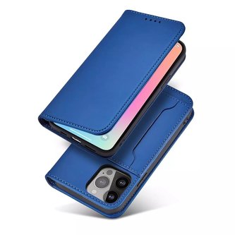 Pouzdro na magnetické karty pro iPhone 13 Pro Max Pouch Card Wallet Card Holder Blue
